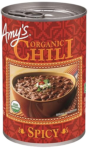 Amys Organic Chili, Vegan Spicy Chili, Gluten Free, Made With Red Beans and Tofu, 14.7 Oz