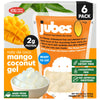 Jubes Mango Nata De Coco Jelly Cubes (12.7 oz, Pack of 6) - Mango Coconut Jelly Cubes for Sago - Coconut Gel in Syrup Toppings f