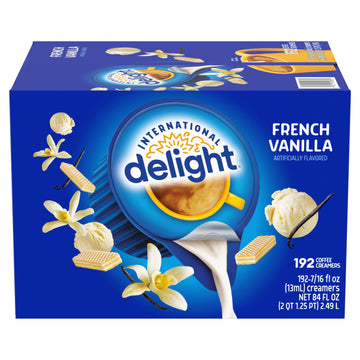 International Delight, French Vanilla, Single-Serve Coffee Creamers, 192 Count (Pack Of 1), Shelf Stable Non-Dairy Flavored Coffee Creamer, Great For Home Use, Offices, Parties Or Group Events
