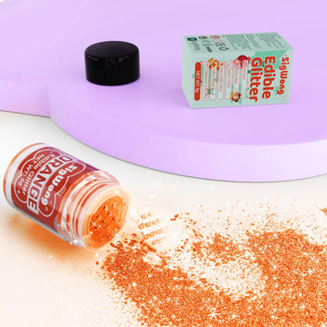 Orange Edible Glitter - 5G Food Grade Cake Decorating Shimmering Glitter, Edible Sprinkle Luster Dust For Drinks, Chocolates, Fo