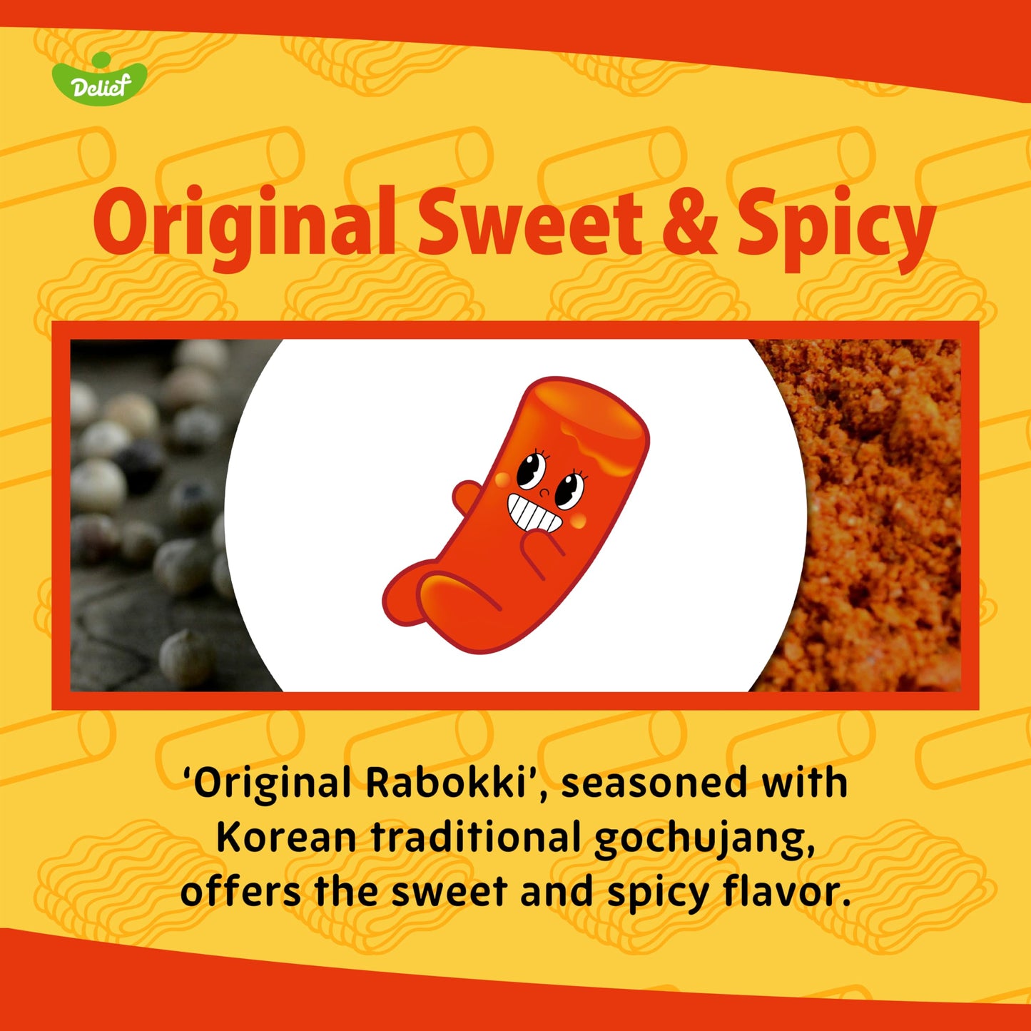 DELIEF Rabokki Sweet and Spicy Original Flavor 165g - Korean Street Food, Ramen Noodle and Tteokbokki Rice Cake, Quick Meal