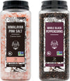 Soeos Himalayan Pink Salt 39 oz + Whole Black Peppercorns 18 oz, Kosher Bulk, Coarse Salt, for Grinder Refill, Peppercorns, Pepp