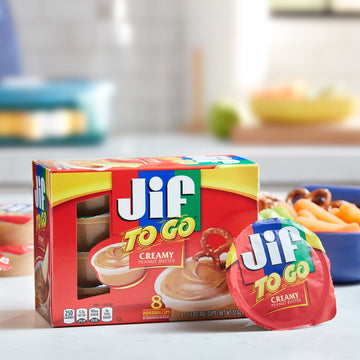 Jif To Go Creamy Peanut Butter, 8-1.5 Ounce Cups, Smooth And Creamy Texture, Snack Size Packs