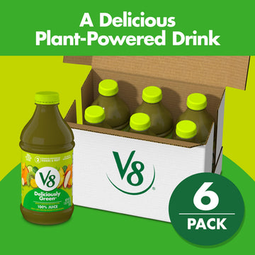 V8 Deliciously Green 100% Fruit and Vegetable Juice, 46 fl oz Bottle (6 Pack)
