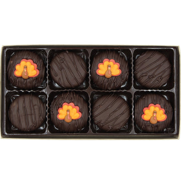 Philadelphia Candies Dark Chocolate Covered OREO Cookies, 8 Ounce, Thanksgiving Tom Turkey Design