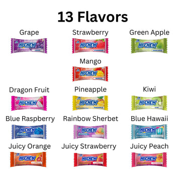 HI-CHEW Variety Mix Bulk, 220+ Pieces, 4 Stand Up Pouches - 13 Flavors Bulk, Sweet and Sour Chewy Candy, Unique Fun Soft - Immen