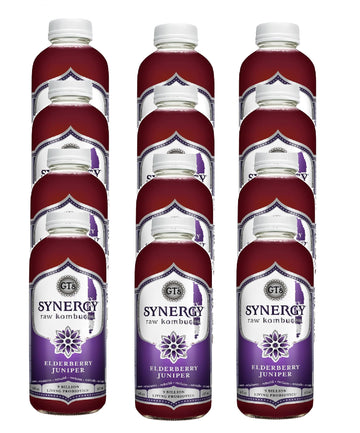 Generic Box with Synergy GT's Living Foods Synergy Elderberry Juniper Kombucha, 16 oz (pack of 12)