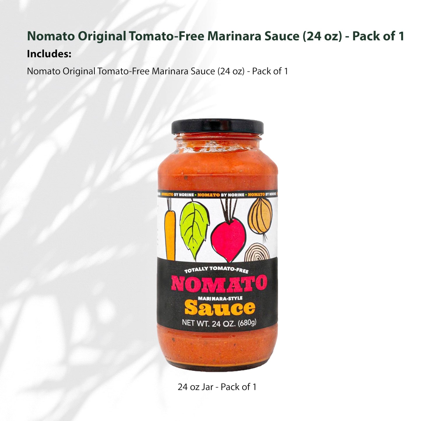 Nomato - 1 Pack of Original Tomato Free Marinara Sauce (24 oz) - Tomato Free, Gluten Free, Nut Free and Dairy Free (Marinara, 1