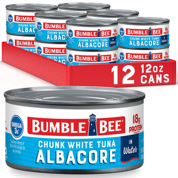 Bumble Bee Chunk White Albacore Tuna In Water, 12 Oz Can (Pack Of 12) - Wild Caught Tuna - 18G Protein Per Serving, High In Omega-3S - Non-Gmo Project Verified, Gluten Free, Kosher