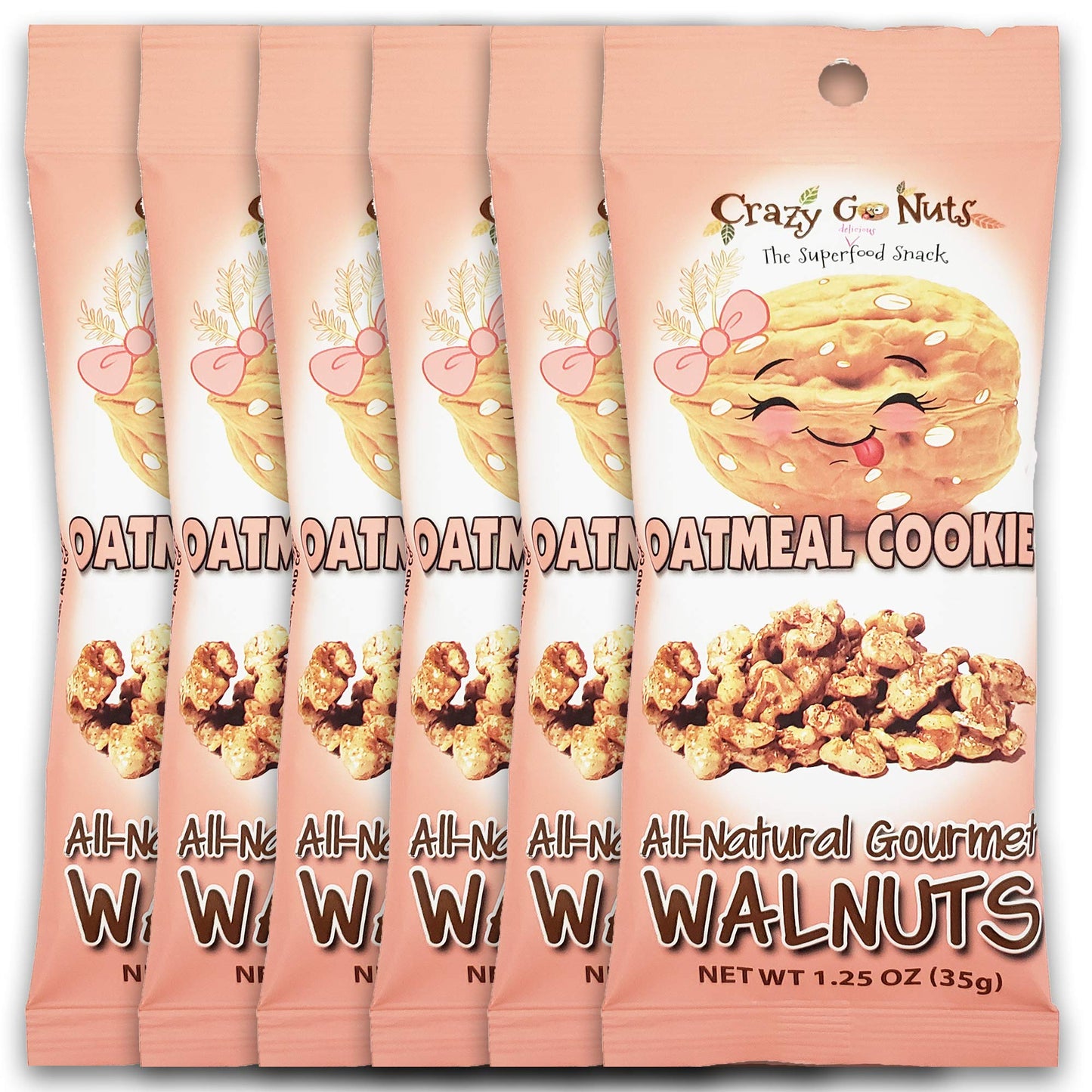 Crazy Go Nuts Walnuts Oatmeal Cookie - Glazed Walnuts, Healthy Snacks, Vegan, Gluten Free, Superfood-Natural, Non-GMO, ALA, Omeg