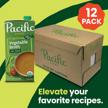 Pacific Foods Low Sodium Organic Vegetable Broth, 32 oz Carton (Case of 12)