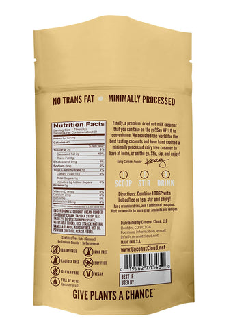 Coconut Cloud: Dairy-Free Coffee Creamer | Minimally Processed, Shelf Stable. Made From Coconut Powdered Milk. | Vegan, Gluten Free, Non-Gmo. (Home, Office, Travel), Creamers (Vanilla Pouch)