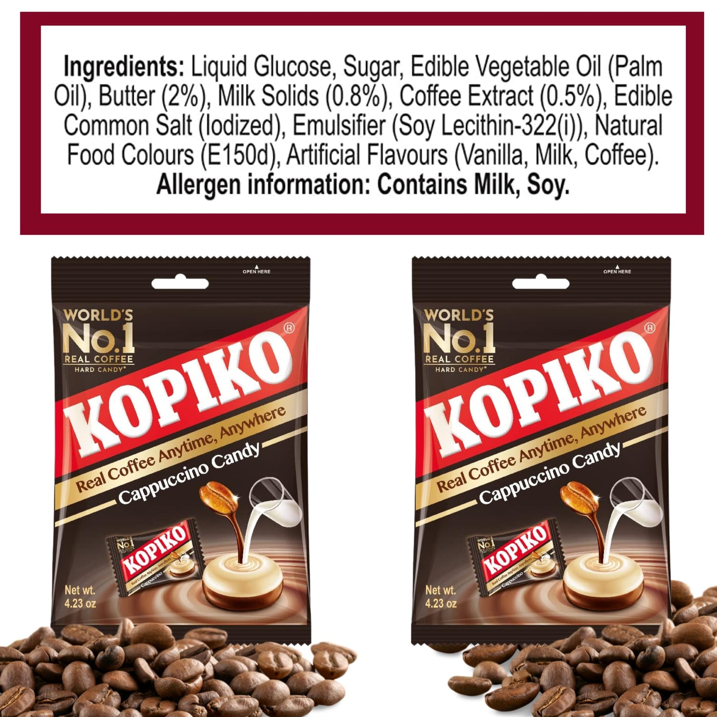 2 Packs Kopiko Cappuccino Candy 4.23 Oz