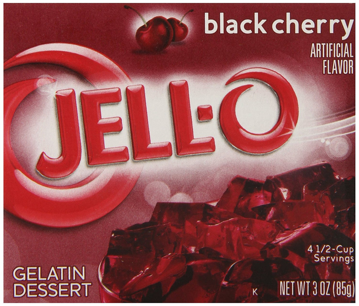 Jell-O Black Cherry Gelatin Mix, 3 oz Bags, Pack of 24
