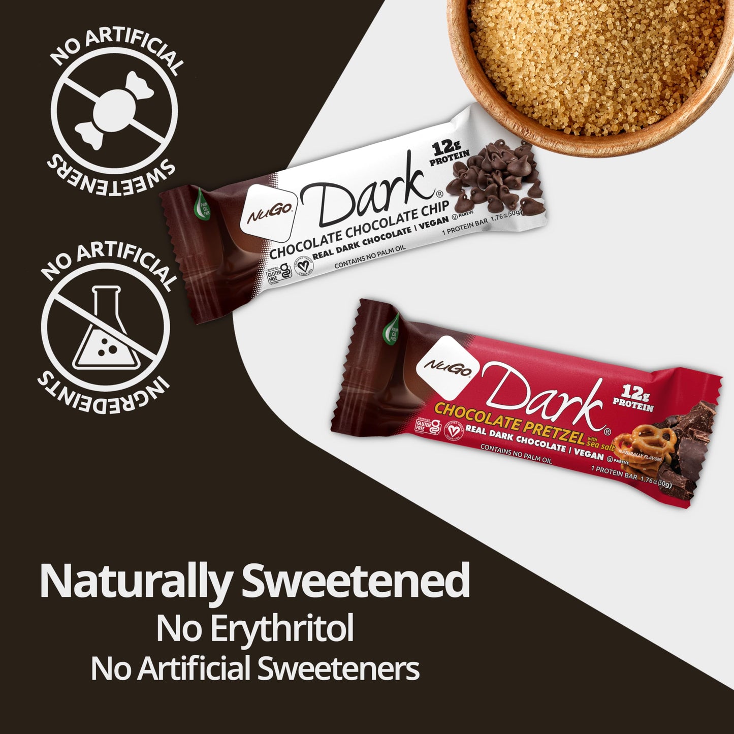 Nugo Dark Chocolate Coconut, 10G Protein Bar, Vegan, Gluten Free, Non-Gmo, Kosher Pareve, 24 Count