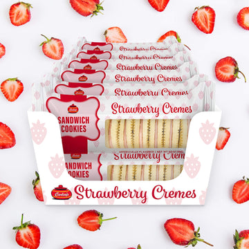 Carleys Strawberry Creme Sandwich Cookies, Nut-Free Snack, 3.5 Oz (Pack of 12)