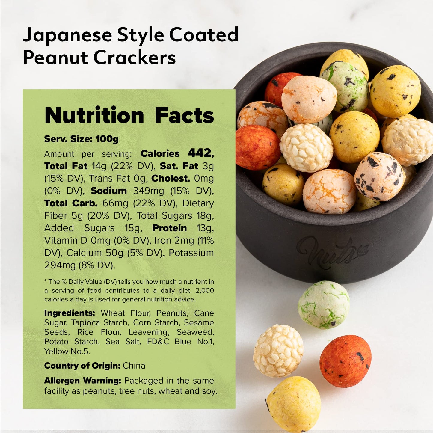 NUTS U.S. Japanese Coated Peanut ers, Non-GMO, 2 LBS, Resealable Bag, Japan Mix