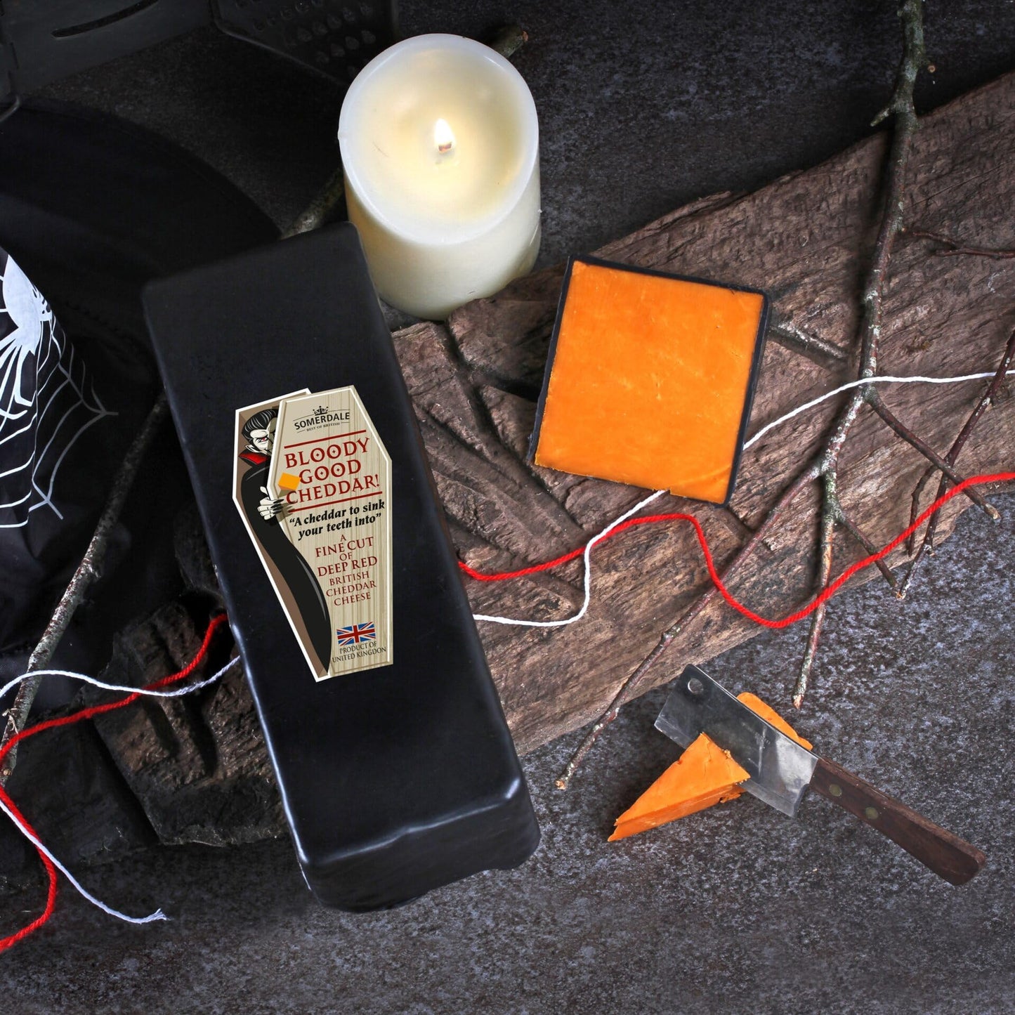 Bloody Good Cheddar Matured Red Leicester Halloween-Themed Cheddar Cheese In Black Wax Coffin Shape 7 Ounces (Pack Of 2)