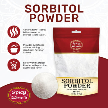 Sorbitol Powder 12oz Bag (340g) - Pure Ingredient, Low Calorie Sweetener, Food Grade, Sugar Substitute, Thickening Agent - Packa