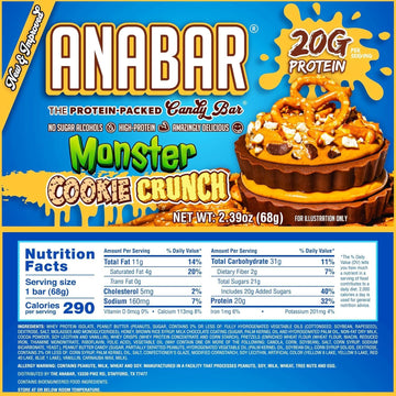 Anabar Protein Bar, The Protein-Packed Candy Bar, Amazing Tasting Protein Bar, No Sugar S, High Protein, Amazingly Delicious (12 Bars, Milk Chocolate Monster Cookie Crunch)