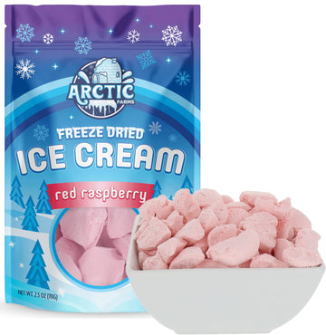 Arctic Farms Freeze Dried Ice Cream Bits Bagged And Boxed - Does Not Melt (Red Raspberry, 2.5Oz)