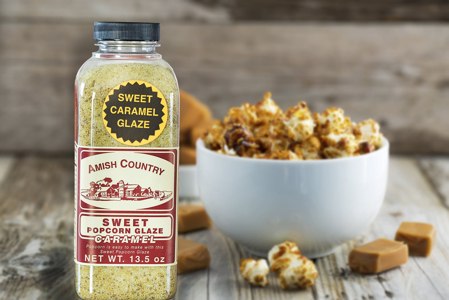 Amish Country Popcorn | Sweet Caramel Glaze - 15 Oz | Old Fashioned, Non-Gmo And Gluten Free