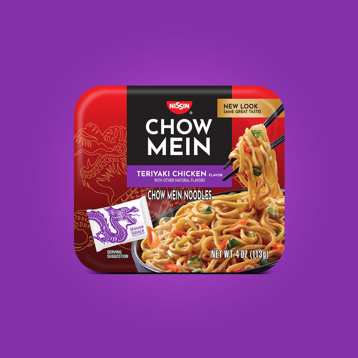 Nissin Chow Mein Teriyaki, Chicken, 4 Ounce (Pack Of 8)