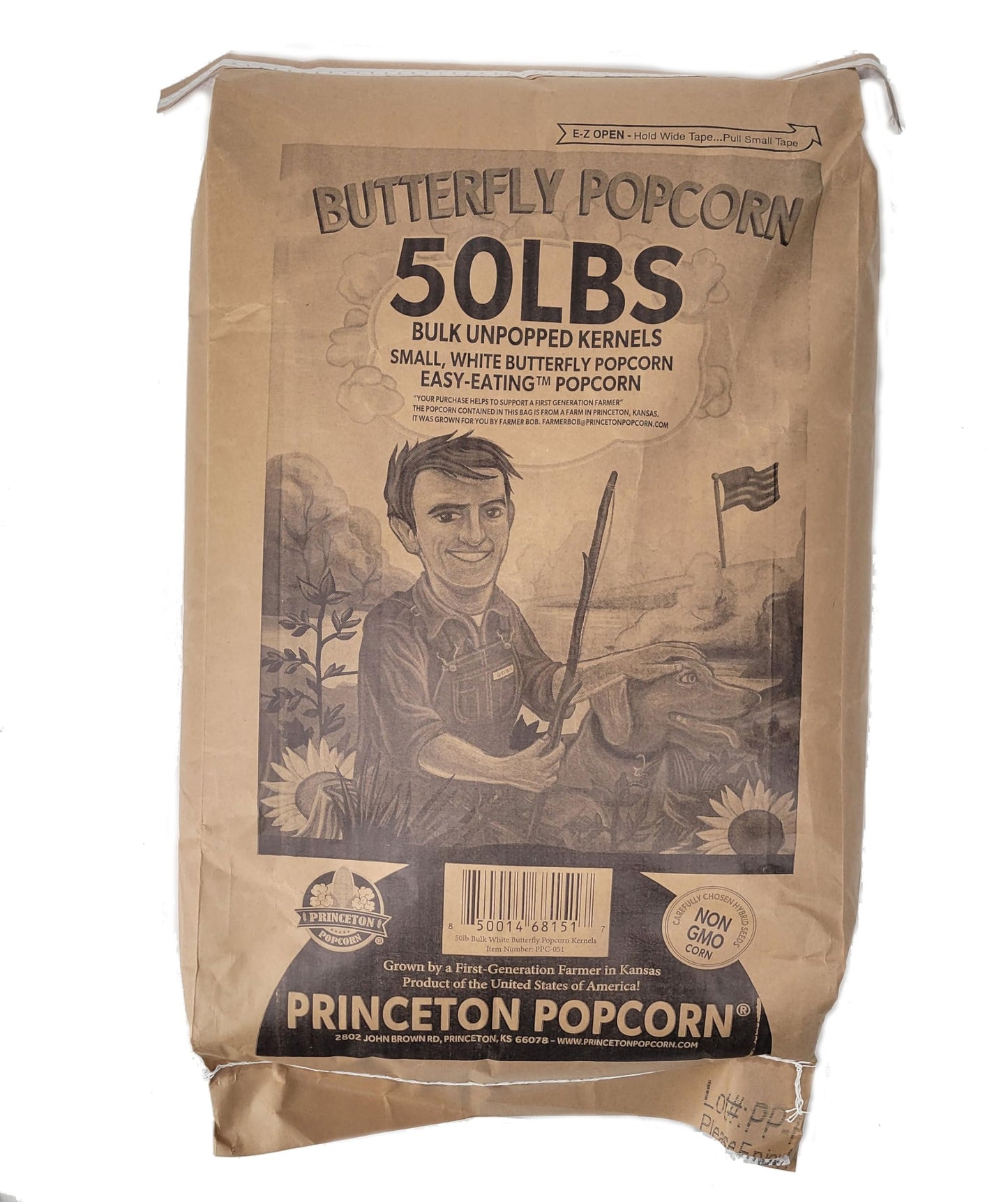 White Popcorn Butterfly Popcorn Kernels Hulless 50 lbs popcorn kernels unpopped by Princeton Popcorn Farm Grown Non-GMO Gluten F