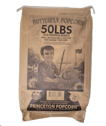 White Popcorn Butterfly Popcorn Kernels Hulless 50 lbs popcorn kernels unpopped by Princeton Popcorn Farm Grown Non-GMO Gluten F