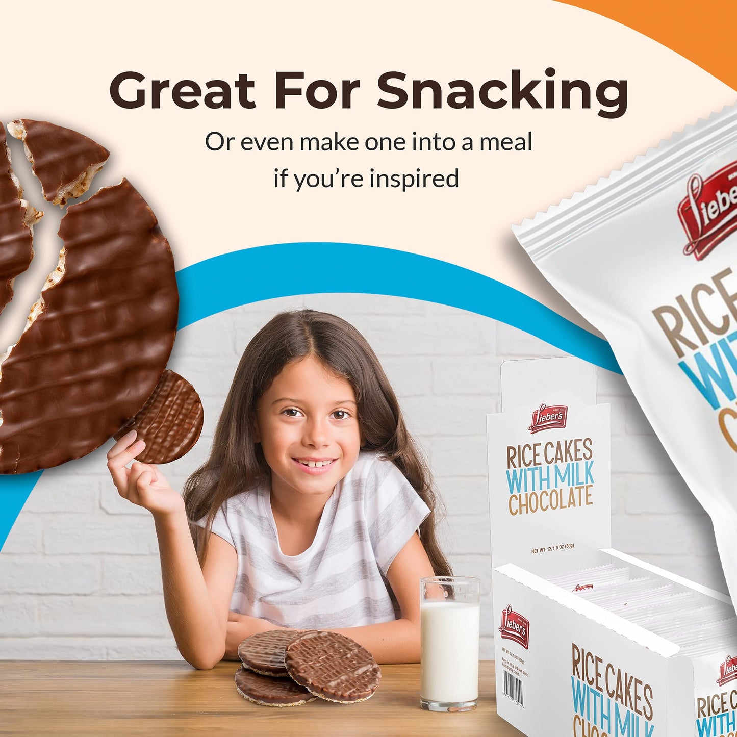 Lieber'S Milk Chocolate Rice Cakes, Snack Pack, Gift Pack, Kosher Certified Dairy, Gluten Free Total Of 24 Cakes (Milk Chocolate