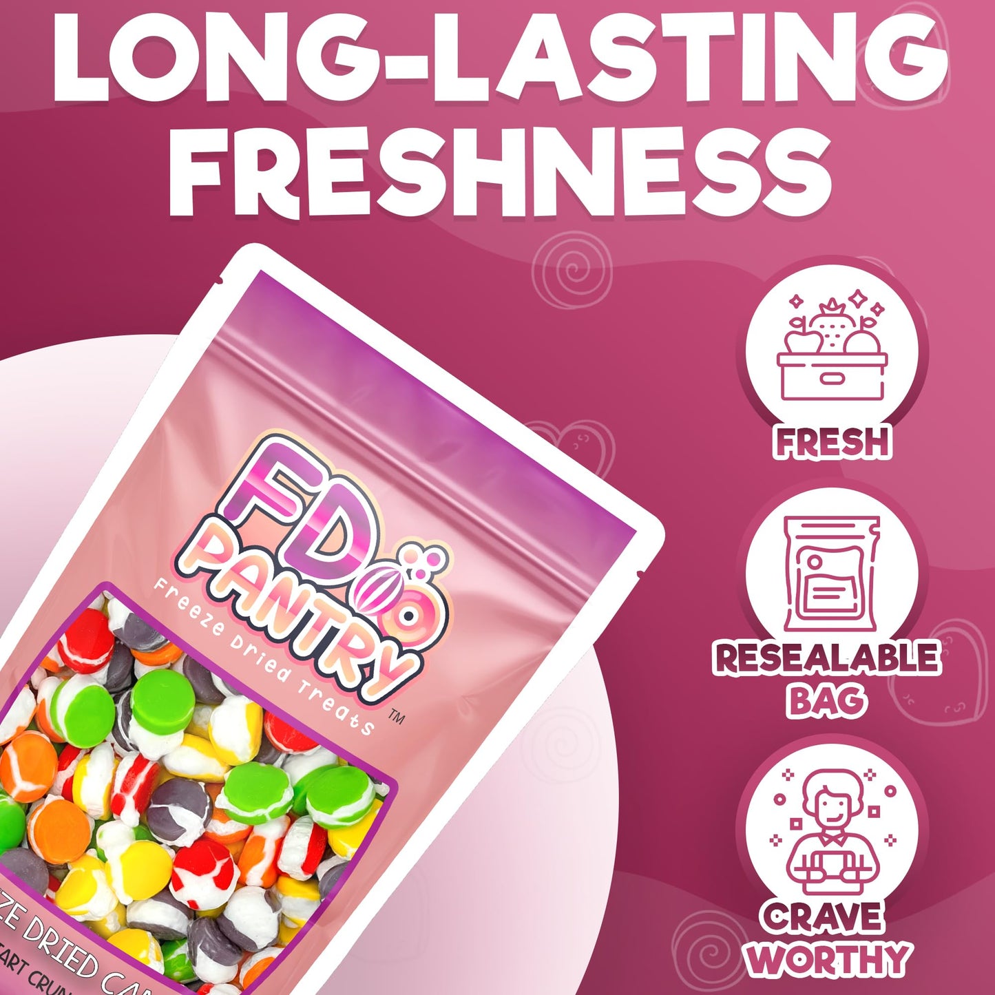 Freeze Dried Candy Tarts Crunch: Crunchy Sweetness, 4 oz Flavors: Cherry, Lemon, Lime, Orange, Grape. Tarts Resealable Bag Tangy