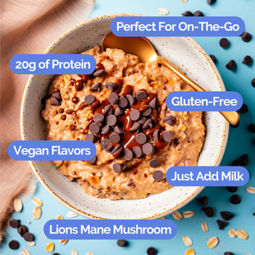 Ono Overnight Oats - Chocolate Peanut Butter Protein Oatmeal (6 Pack)- 20G Whey Protein Powder, High Fiber, Low Sugar, Organic G