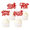 Ercadio 24 Pack Cutie Pie Cupcake Toppers Red Glitter Valentine