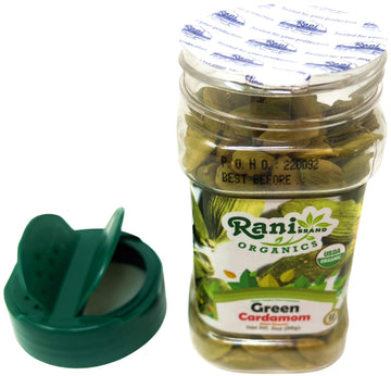 Rani Organic Green Cardamom Pods Spice (Hari Elachi) 2oz (56g) PET Jar ~ All Natural | Vegan | Gluten Friendly | NON-GMO | India