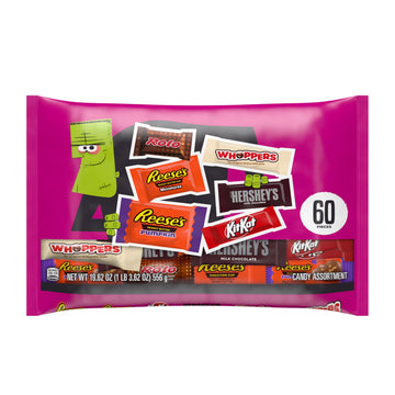 HERSHEYS Assorted Flavored Halloween Candy Bag 19.62 oz (60 Pieces)