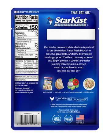 Starkist Premium White Chicken, 5 Oz Pouch ''Big Size''