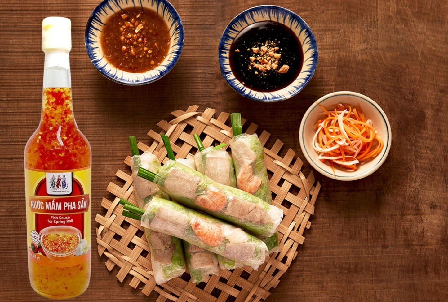 Generic 3 Packs - Fish Sauce For Spring Roll Glass Bottle - Nuoc Mam Pha San Dung Goi Cuon Chai Thuy Tinh - 650 Ml Per Glass Bot