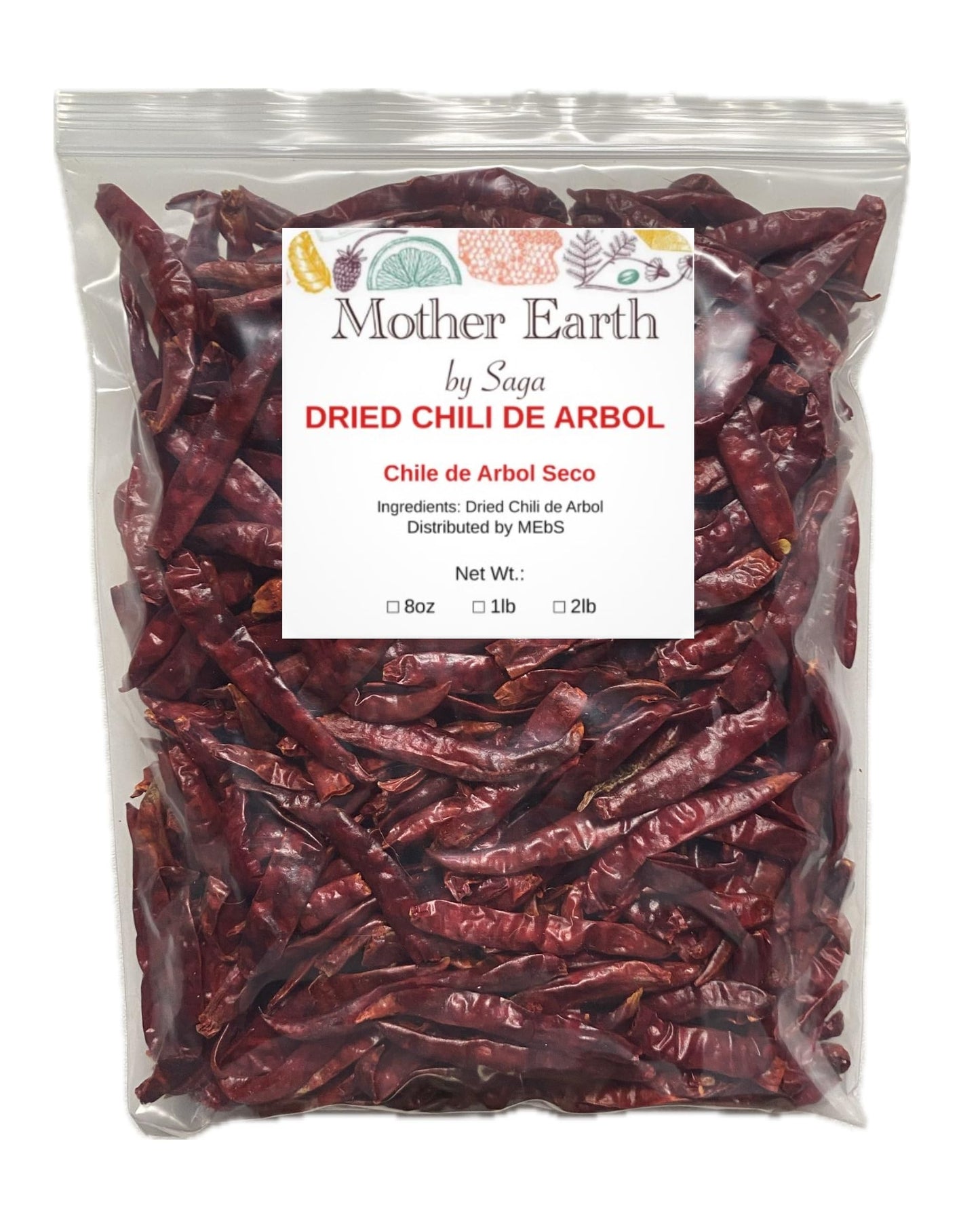 Dried Arbol Whole Chili Peppers for Mexican food, Chile de Arbol Seco Mexicano (8, Ounces)