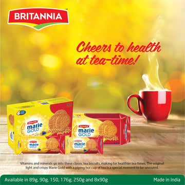 BRITANNIA Marie Gold Cookies - Crispy Tea Time Snack - 8.8oz (Pack of 2)