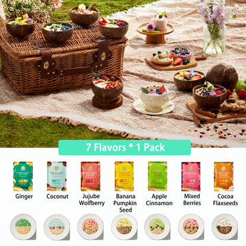 SUNGIVEN High Protein Overnight Oats Variety Pack - 7 Flavors Low Sugar High Fiber Instant Oatmeal Health Breakfast Snacks for G