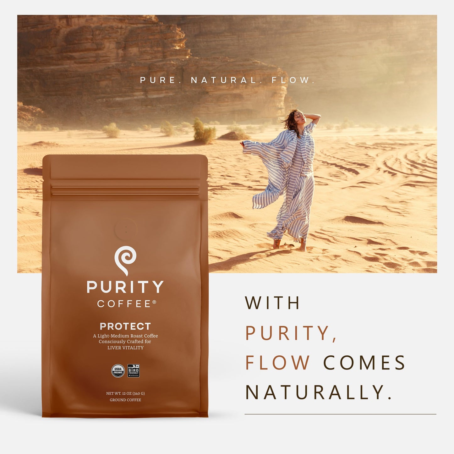 Purity Coffee PROTECT Light-Medium Roast Ground Coffee for Liver Vitality - USDA Organic and Third-Party Tested for Antioxidants Mold Mycotoxins and Pesticides - 12oz (Purity Protect light_roast) | Ground| PROTECT