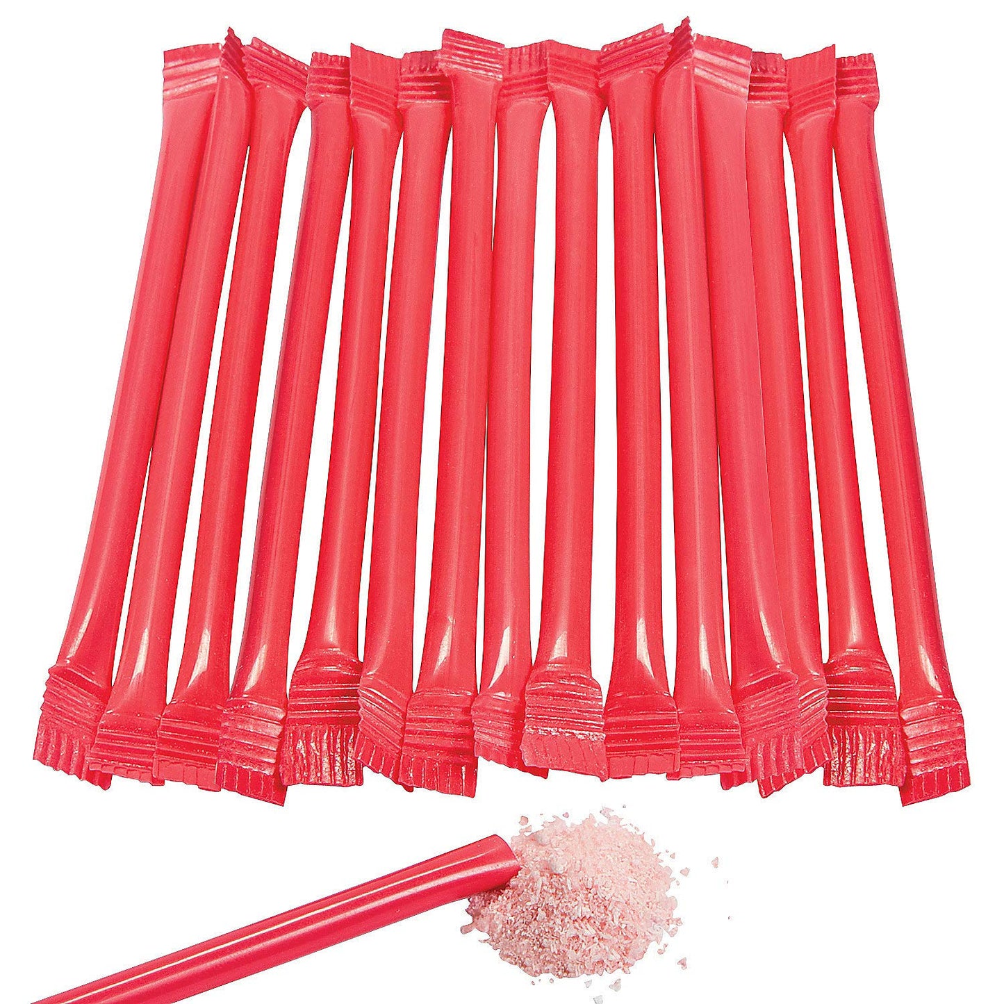 Candy Filled Straws Powder Sticks - Bulk Set of 240 - Party, Gender Reveal, Wedding and Buffet Candy (Red)