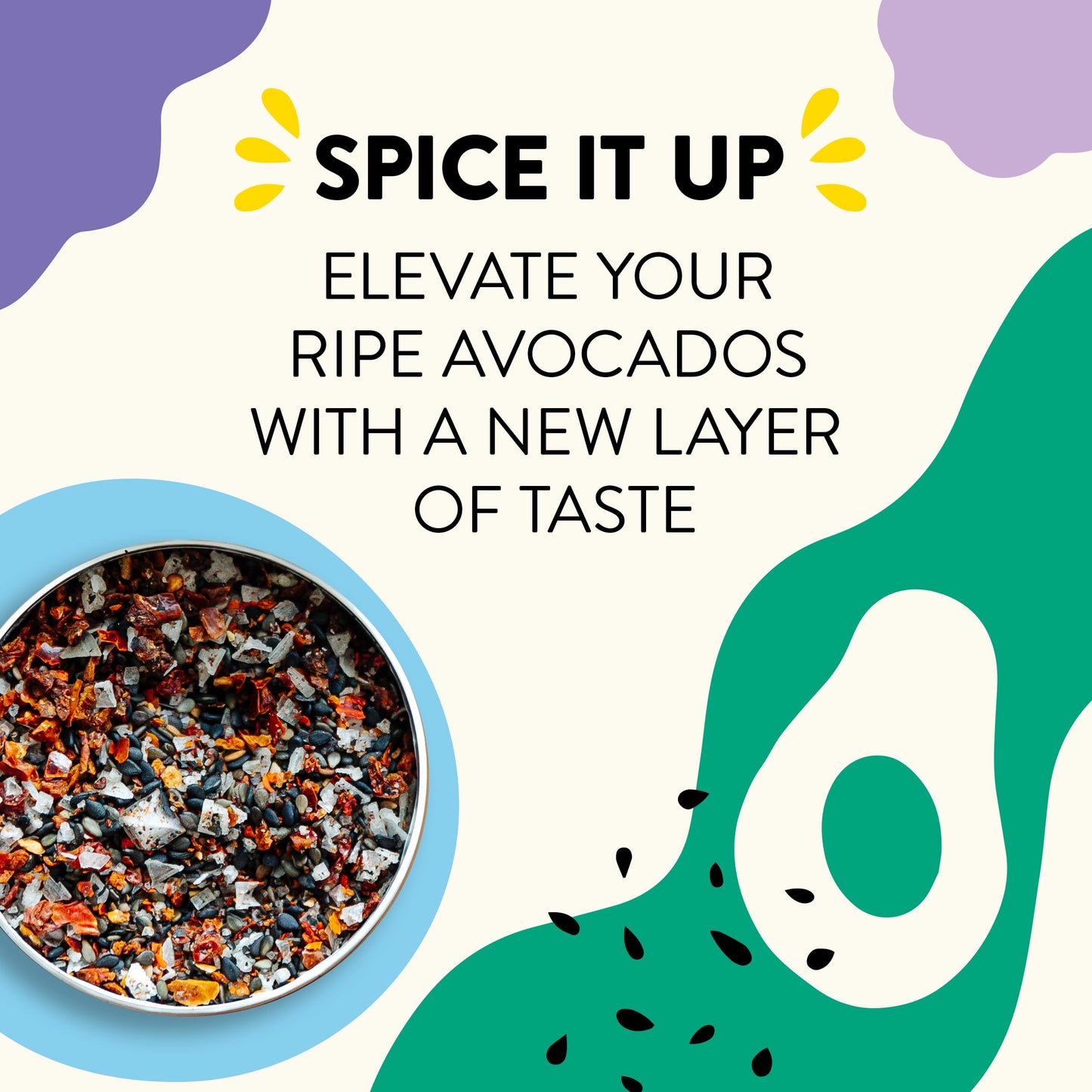 Just Spices Avocado Topping, 2.11 OZ - Spice Mix for Avocado, Salads & Bowls with Black Sesame, Tomato & Chili