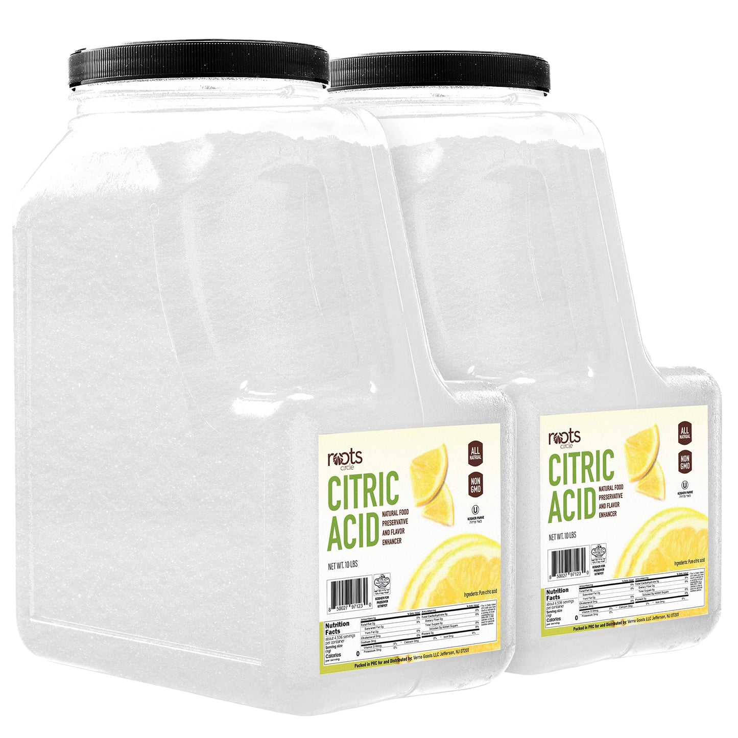 Roots Circle All-Natural Citric Acid | 2 Pack - 20 Pounds | Kosher For Passover | Food-Grade Flavor Enhancer Household Cleaner & Preservative | For Skincare Cooking Baking Bath Burst Items