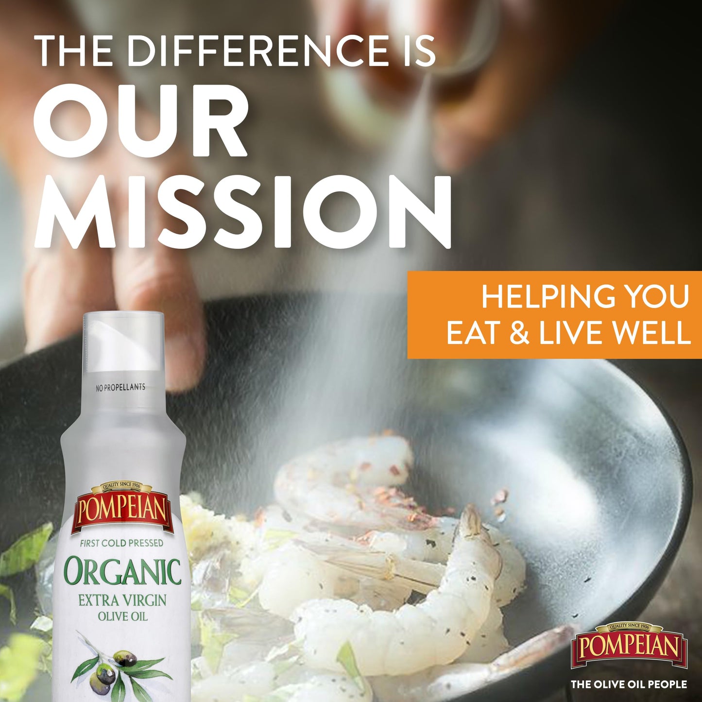 Pompeian Usda Certified Organic Smooth Extra Virgin Olive Oil Non-Stick Cooking Spray, First Cold Pressed, Delicate Flavor, Perfect For Sautéing & Stir-Frying, No Propellants, 5 Fl. Oz.,(Pack Of 6)