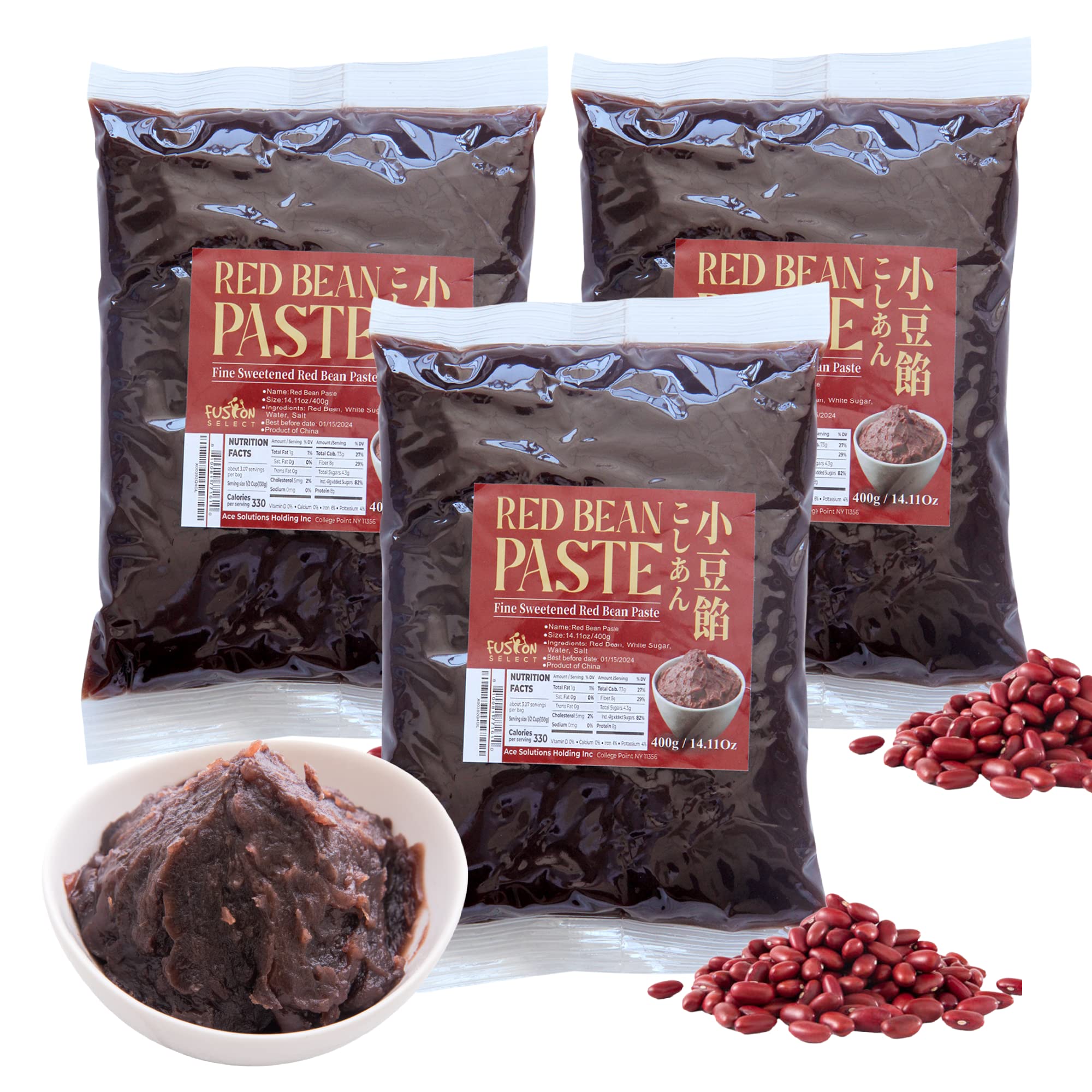 Fusion Select 3 Packs Red Bean Paste - Fine Sweetened Adzuki Bean