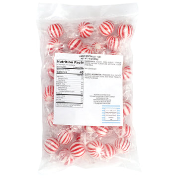 Jumbo Mint Balls Hard Candy, 1 Pound Bulk Candy Bag (Approx. 35 Pcs), Peppermint Balls, Individually Wrapped Peppermint Candy