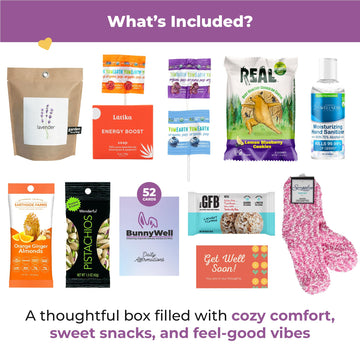 BUNNY · JAMES · Vegan Get Well Soon Care Package - 12-Piece Gift Box with Healthy Snacks & Cozy Socks