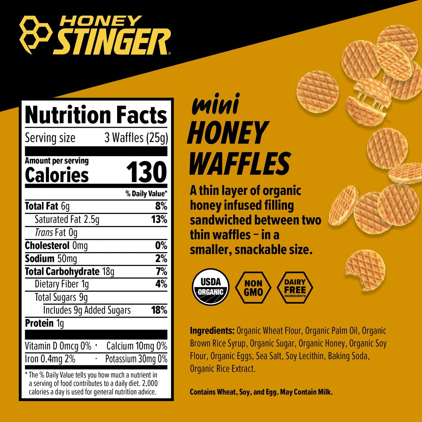 Honey Stinger Organic Mini Honey Waffles | Energy Stroopwafel For Exercise, Endurance And Performance | Sports Nutrition For Hom