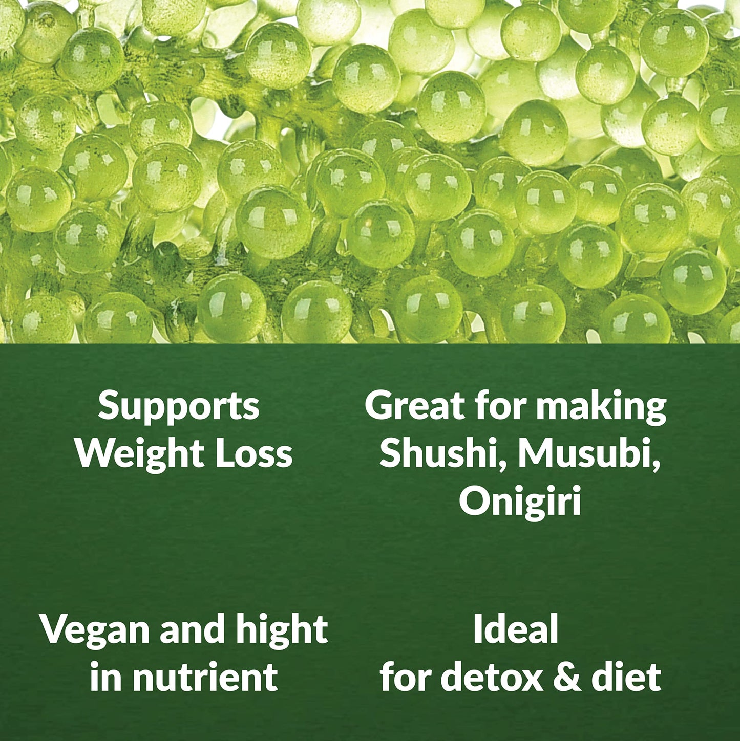 NAMISO Organic Sea Grapes (Umibudo) - Dehydrated Superfood, 100g (5 Packs) - Boost Immune System, Enhance Health - Green Caviar